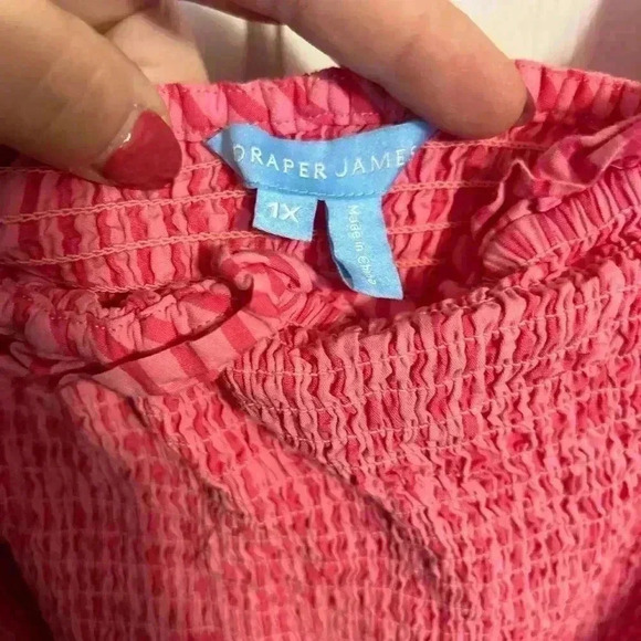 Draper James Pink Stripe Cam Smocked Dress Women’s 1X - Picture 2 of 5